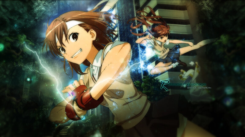 Anime Girl with Lightning — Brown, Dramatic