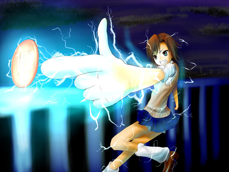 anime girl with lightning hand