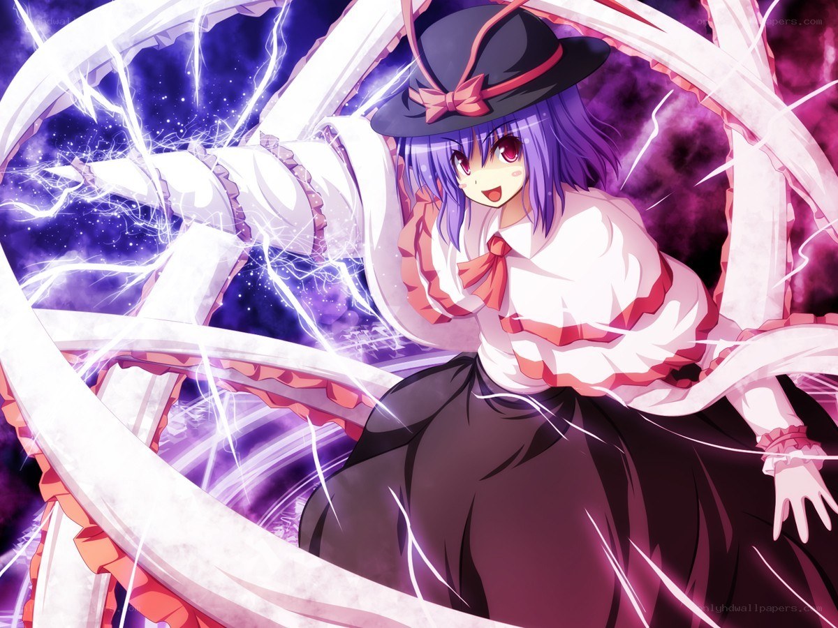 anime girl with lightning magic