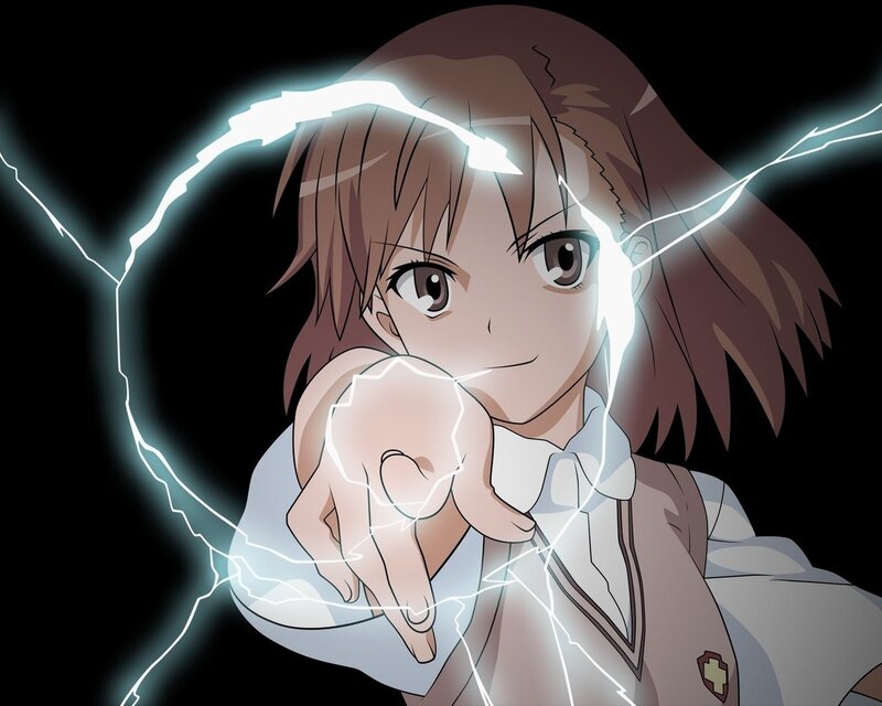 Anime girl with lightning magic