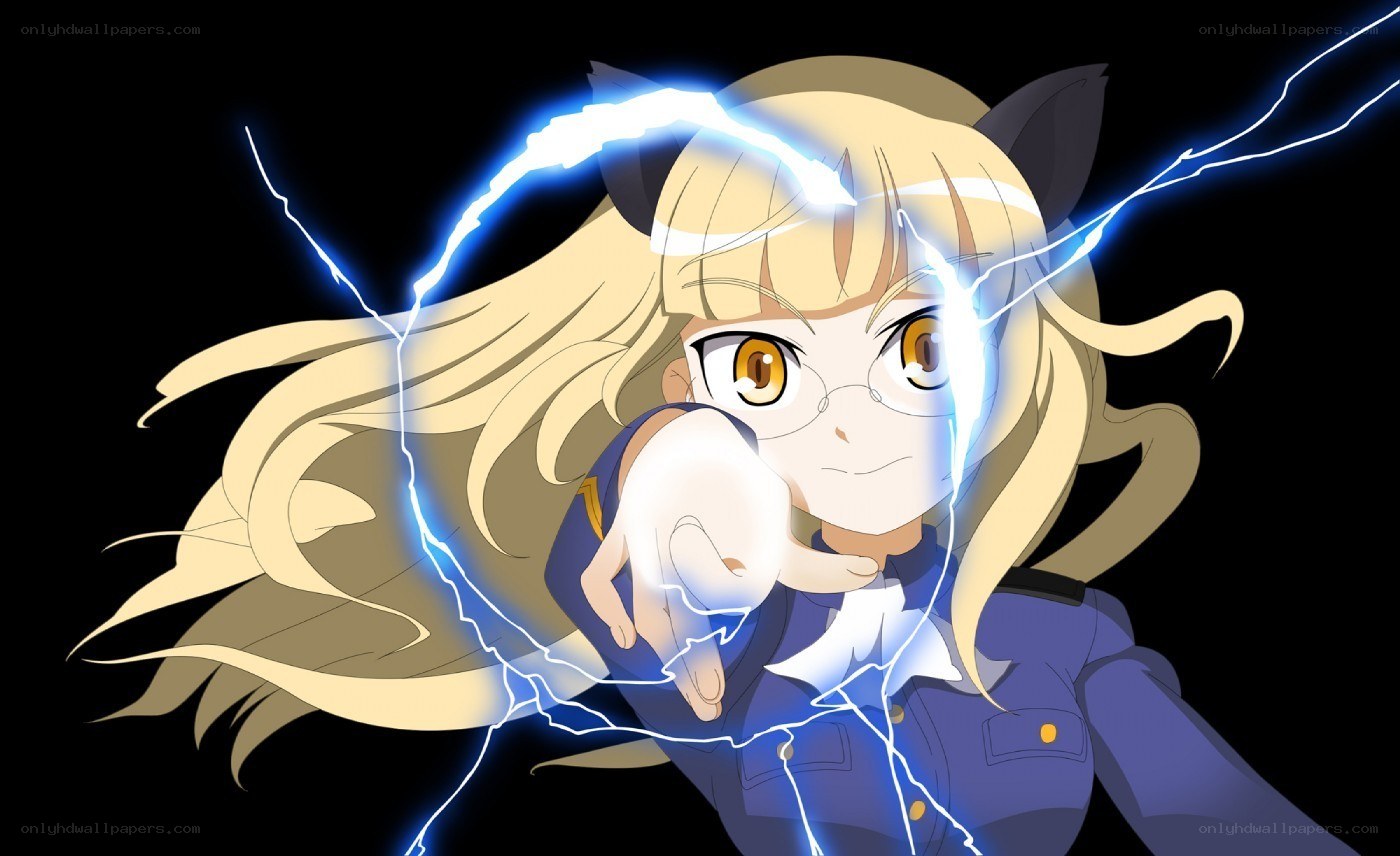 anime girl with lightning magic