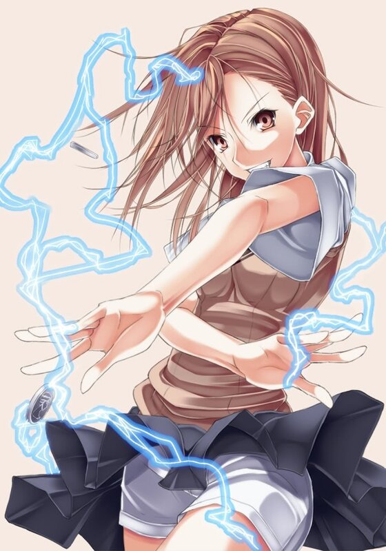 anime girl with lightning magic