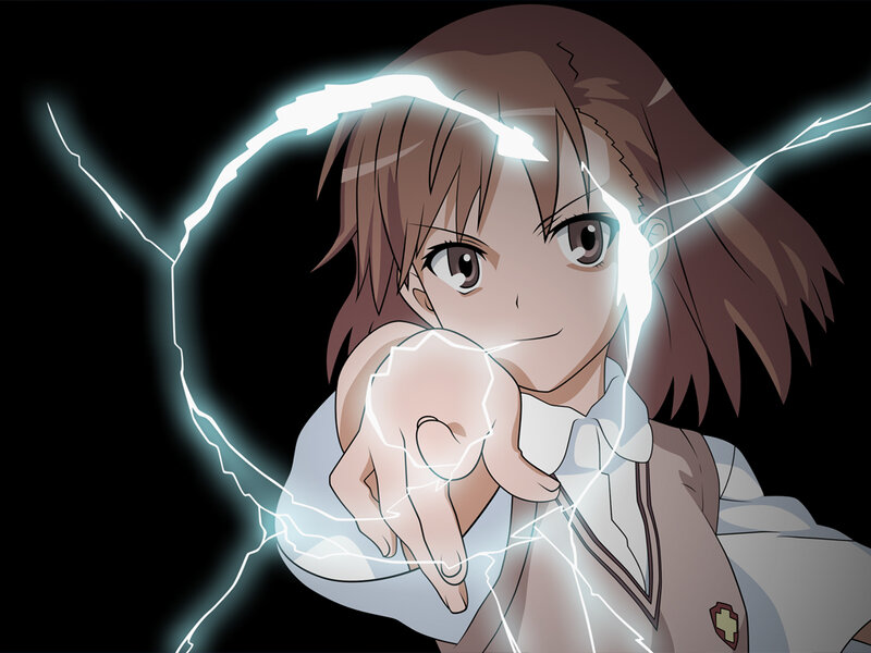 anime girl with lightning magic