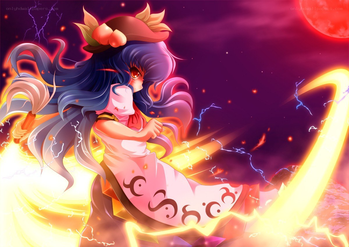 Anime girl with lightning powers