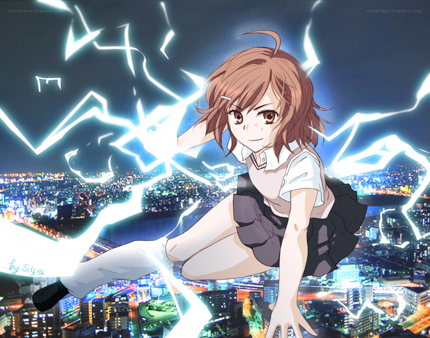 Anime girl with lightning powers