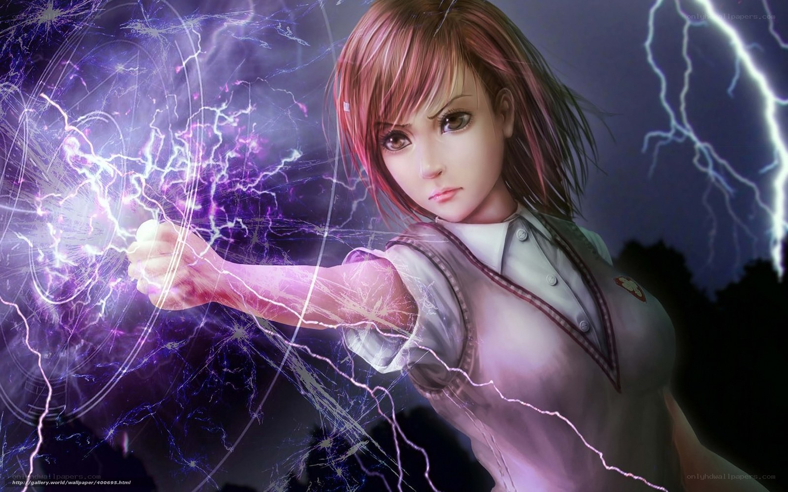 anime girl with lightning powers