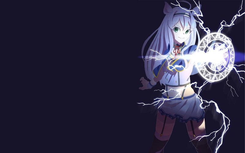 Anime Girl with Lightning — Purple, Dramatic, Night, Magic Circle