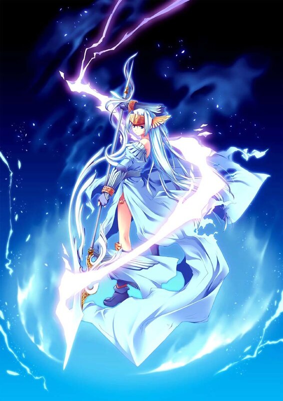 anime girl with lightning spear