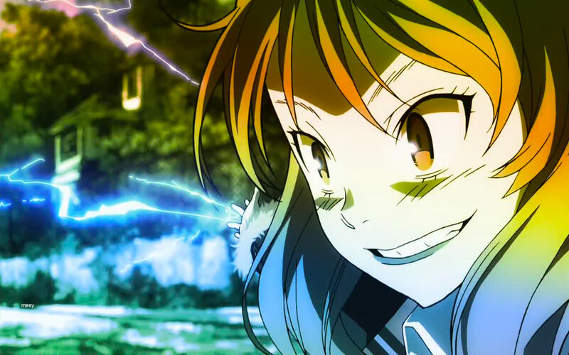 Anime Girl with Lightning — Yellow, Dramatic