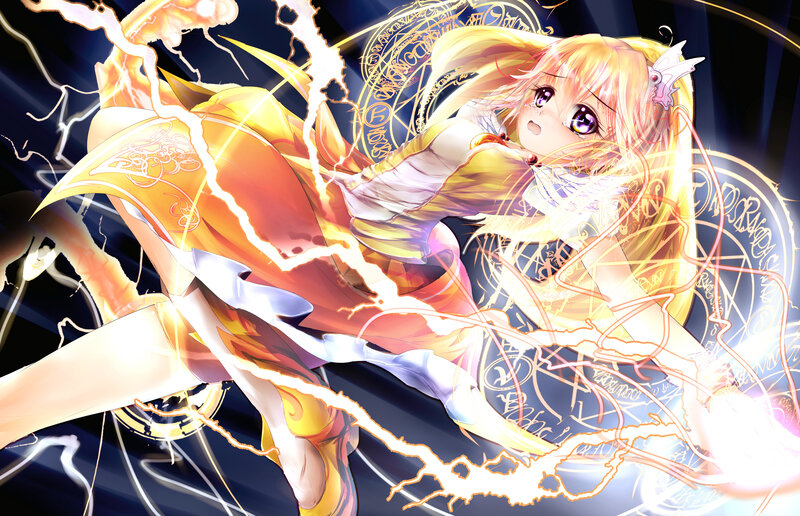 Anime Girl with Lightning — Yellow