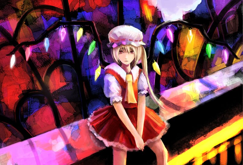 anime girl with lights