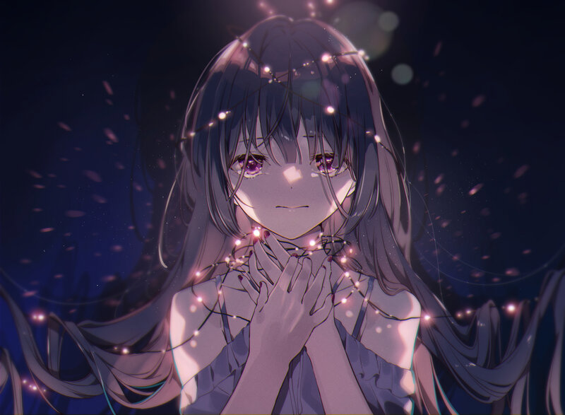 Anime Girl with Lights — Purple