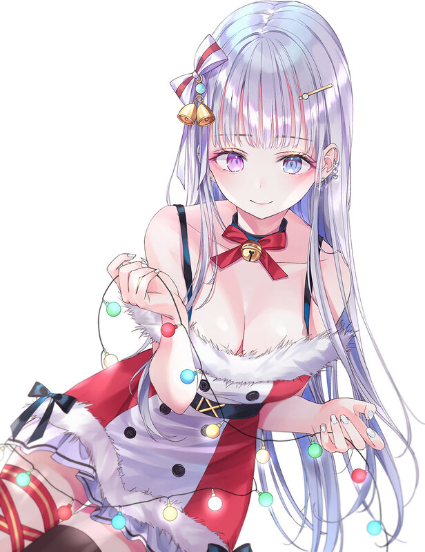 Anime Girl with Lights — White