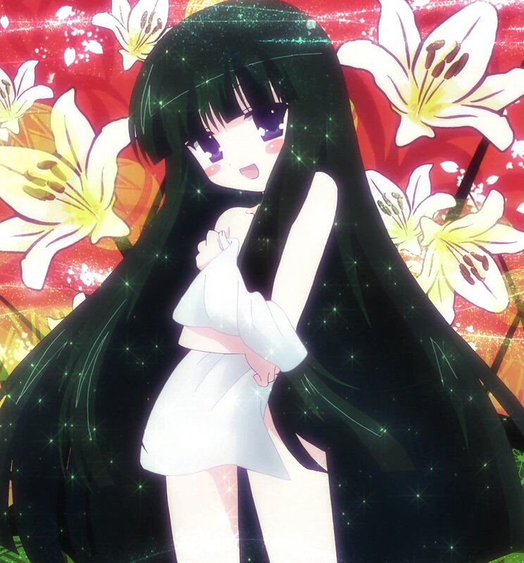 anime girl with lilies