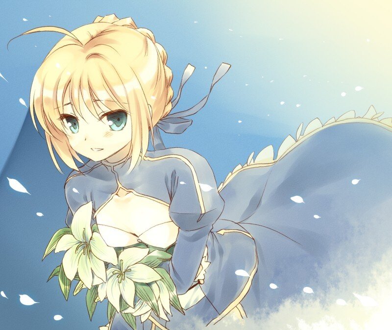 anime girl with lilies