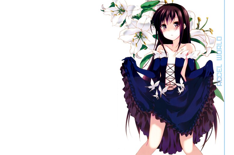 anime girl with lilies