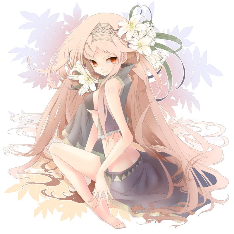 Anime girl with lilies