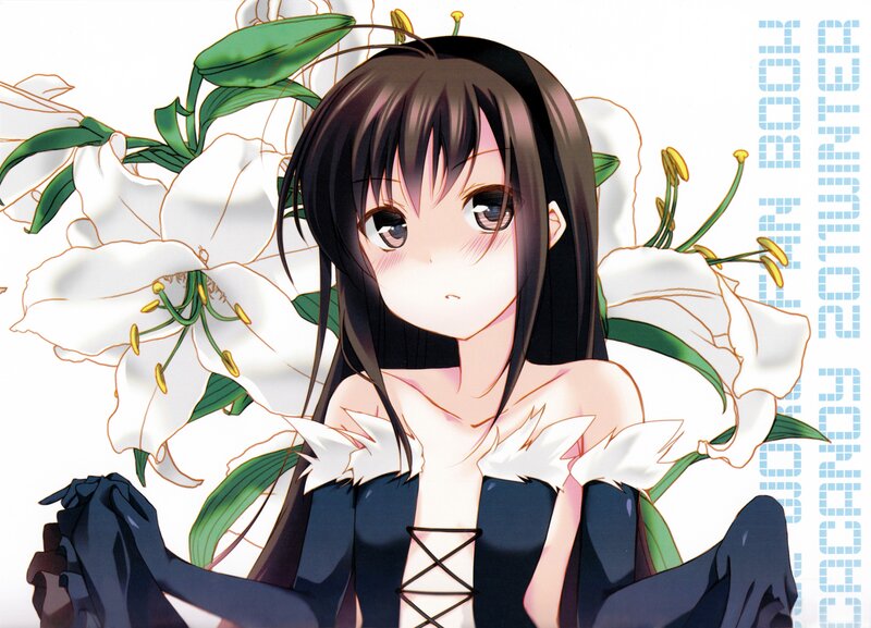 anime girl with lilies