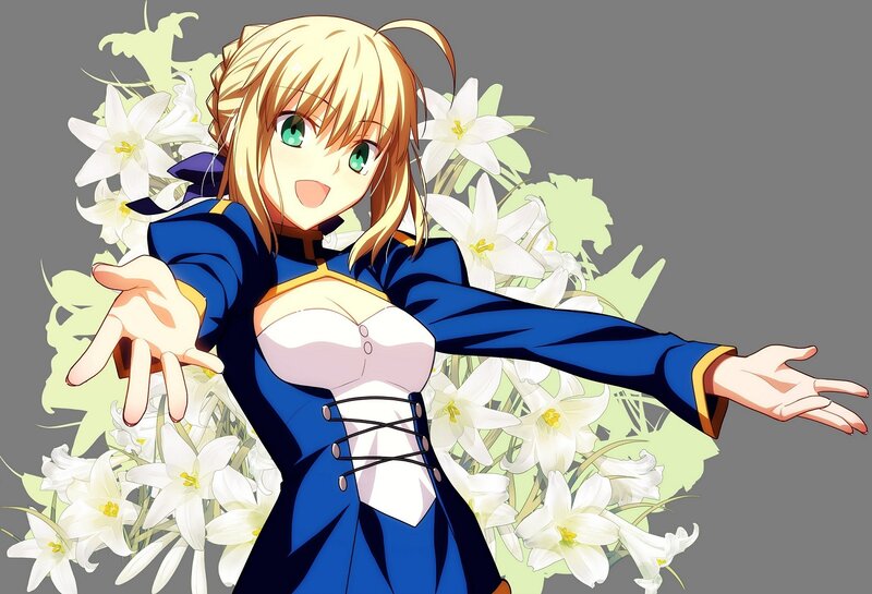 anime girl with lilies