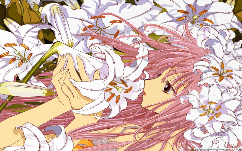 Anime girl with lilies