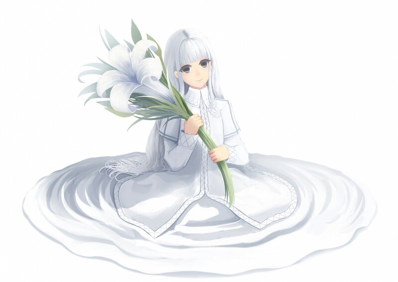 Anime girl with lilies