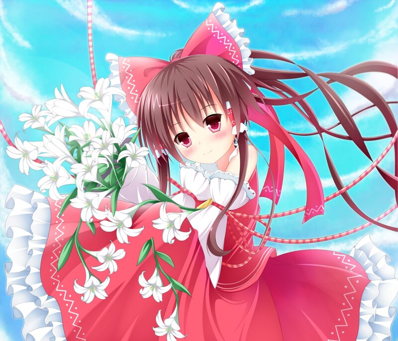 Anime Girl with Lilies — Pink