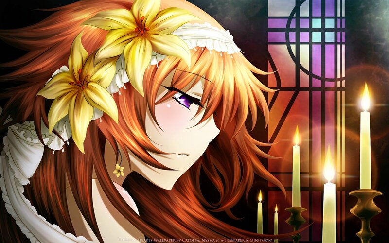 Anime girl with lilies