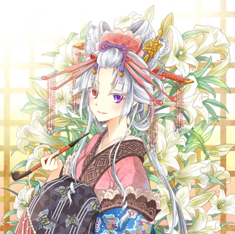 Anime Girl with Lilies — White, Serene