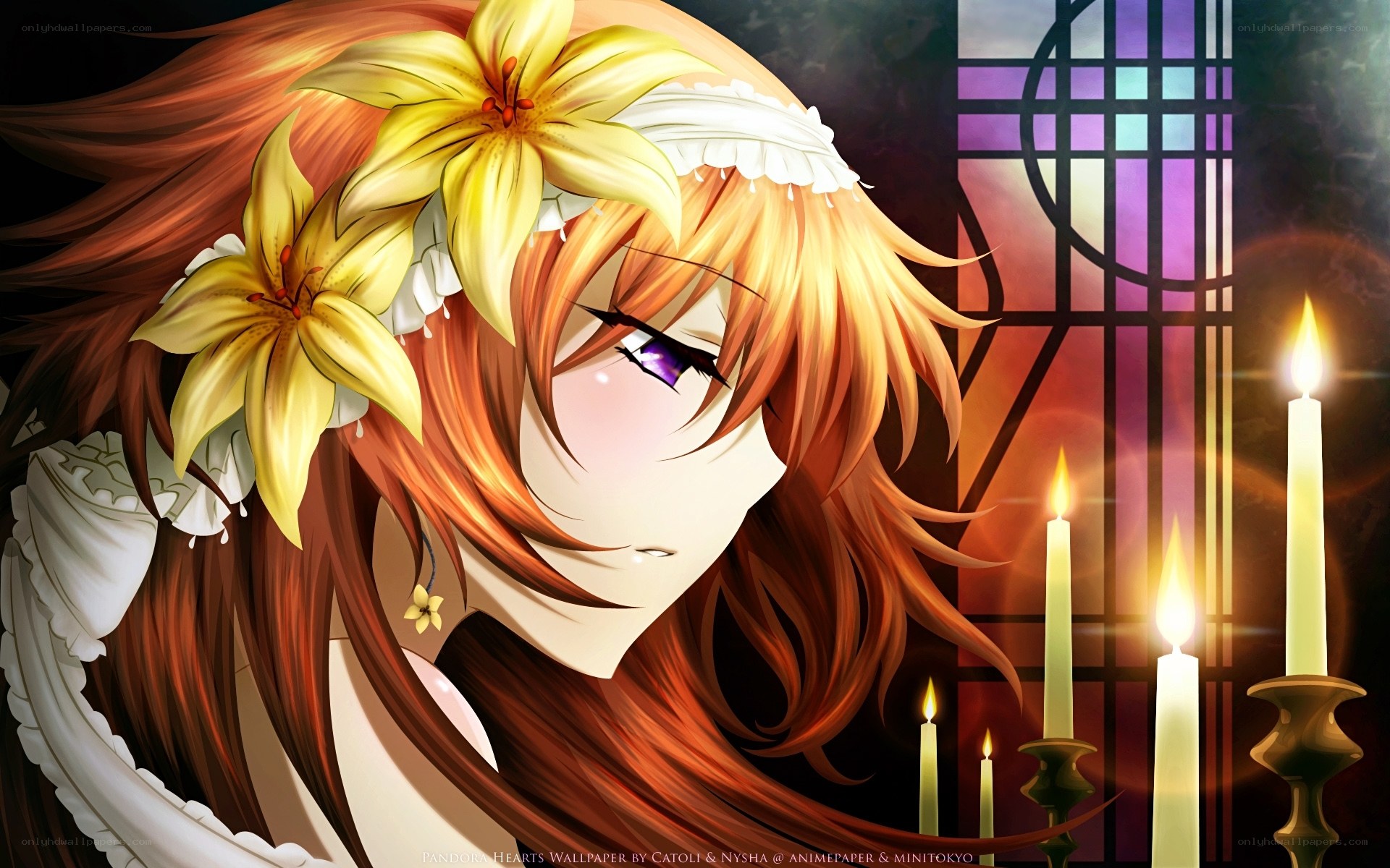 Anime girl with lilies