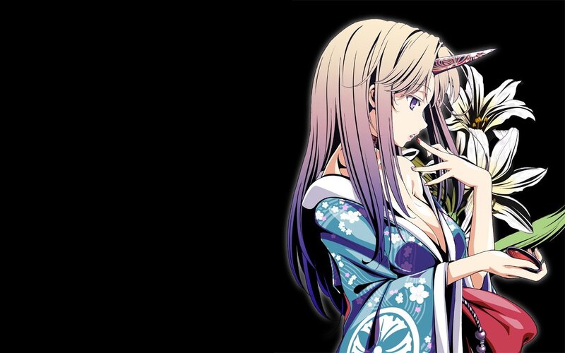 anime girl with lily flower