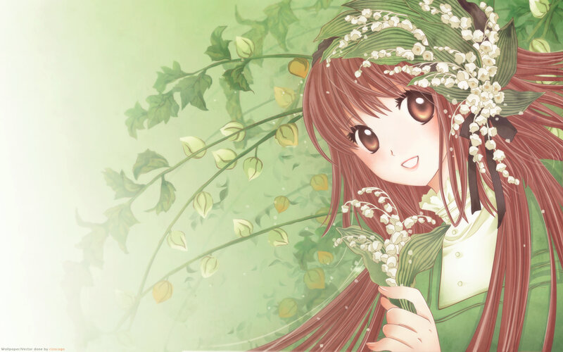 anime girl with lily of the valley