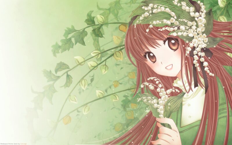 anime girl with lily of the valley