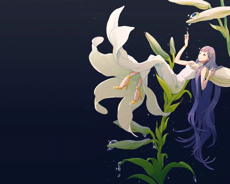 Anime Girl with Lily — Purple