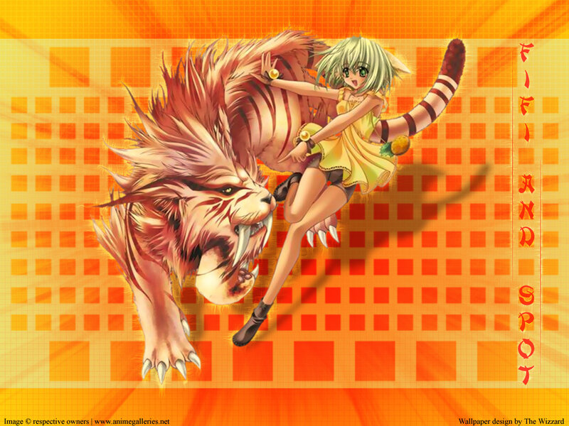 Anime girl with lion creature