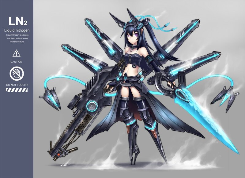 Anime girl with liquid nitrogen weapons