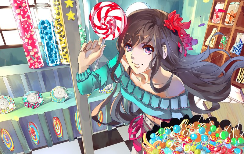 anime girl with lollipop