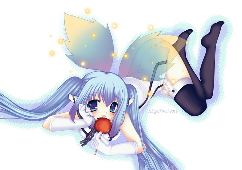Anime Girl with Lollipop — Blue, Playful