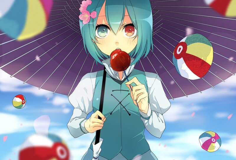 Anime Girl with Lollipop — Blue