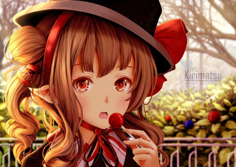 Anime Girl with Lollipop — Brown