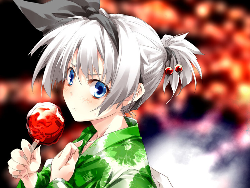 Anime Girl with Lollipop — Green