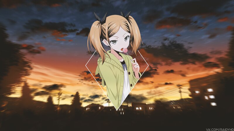 Anime Girl with Lollipop — Orange, Dramatic