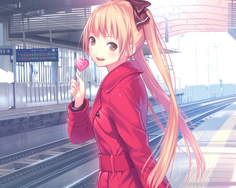 Anime Girl with Lollipop — Pink, Calm, Morning