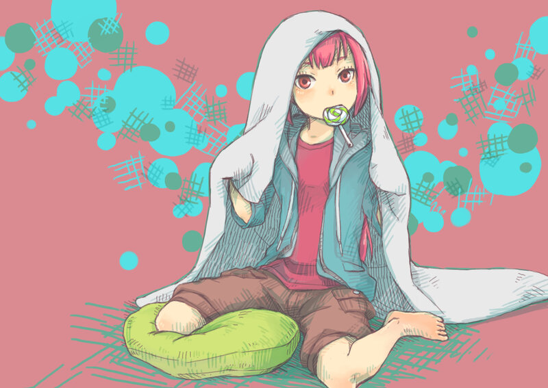 Anime Girl with Lollipop — Pink, Playful, Digital Art