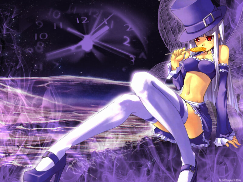 Anime Girl with Lollipop — Purple, Dramatic