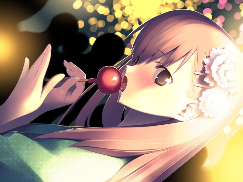 Anime Girl with Lollipop — Purple, Dreamy, Night