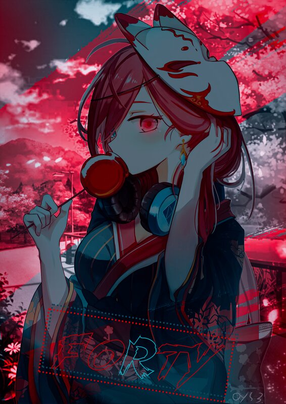 Anime Girl with Lollipop — Red, Dramatic