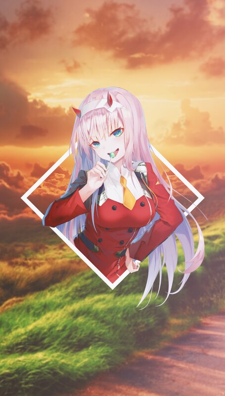 Anime Girl with Lollipop — Red, Serene