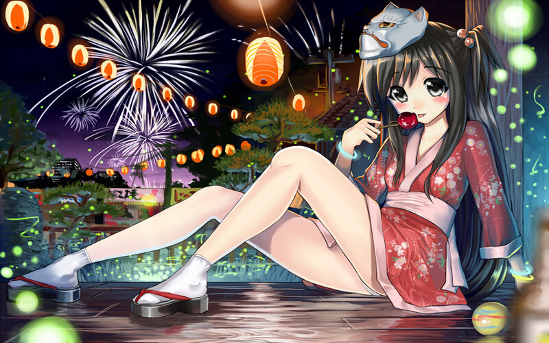 Anime Girl with Lollipop — Red
