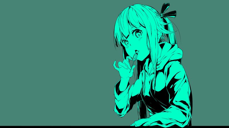 Anime Girl with Lollipop — Teal