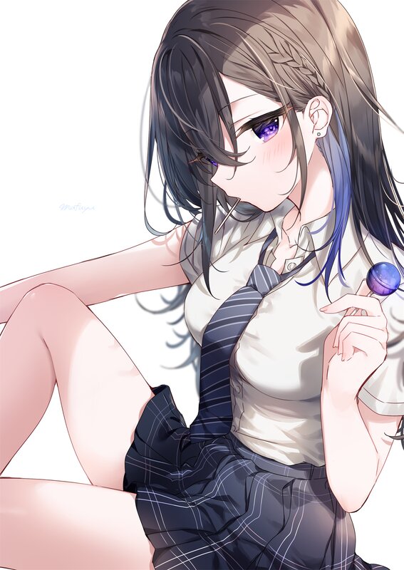 Anime Girl with Lollipop — White, Calm, Digital Art, School Uniform